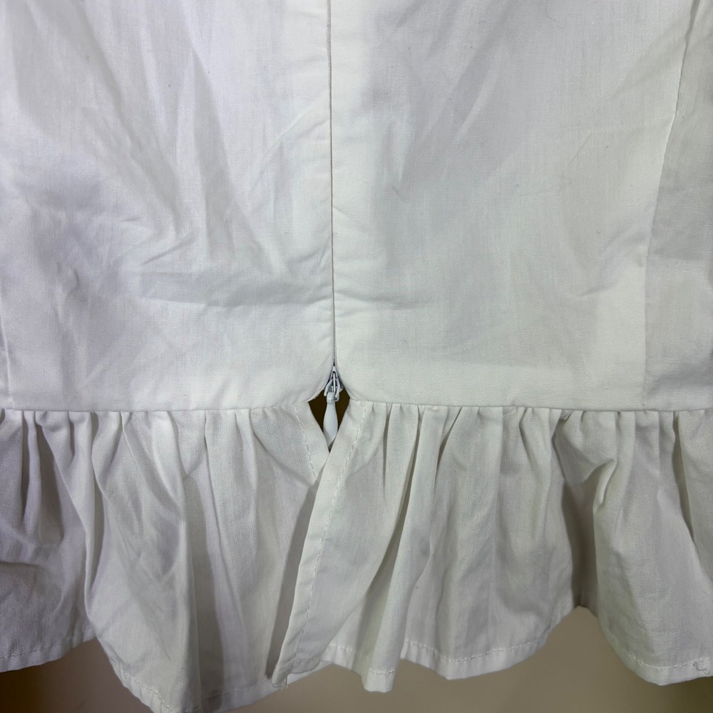 Nasty Gal Crop Top Womens 4 White Puff Sleeve Tie Front Peplum Cottagecore - Picture 4 of 12